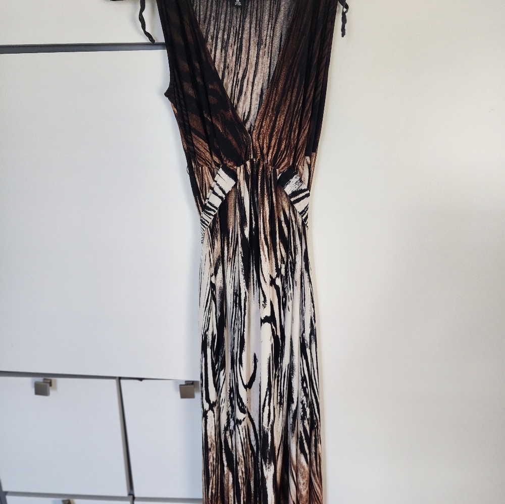 R&M Richards Women's M Maxi Brown/Black Animal Print ambre.pit to pit 17: - Picture 3 of 9